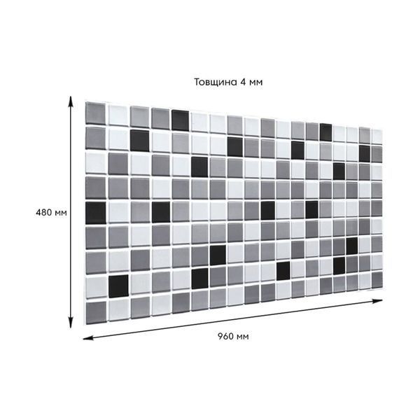 Декоративная ПВХ панель 960х480х4мм Черно-белая мозаика SW-00001432 SW-00001432 фото