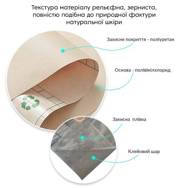 Самоклеющая экокожа в рулоне 1.37х1м х 0.5мм Бежевый SW-00001346 SW-00001346 фото