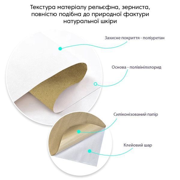 Самоклеюча екошкіра у рулоні 1.37х1м х 0.5мм Білий SW-00001166 SW-00001166 фото