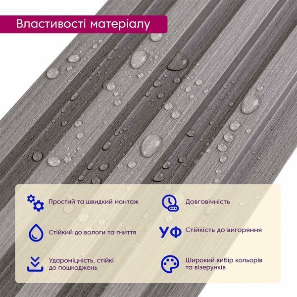 Рейка декоративная WPC стеновая 3000х165х23мм Стальная серая SW-00001528 SW-00001528 фото