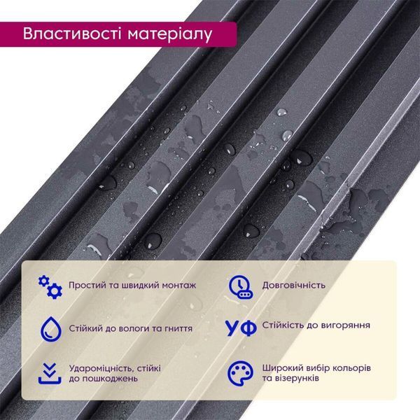 Рейка декоративна WPC стінова 3000х165х23мм Графіт SW-00001861 SW-00001861 фото