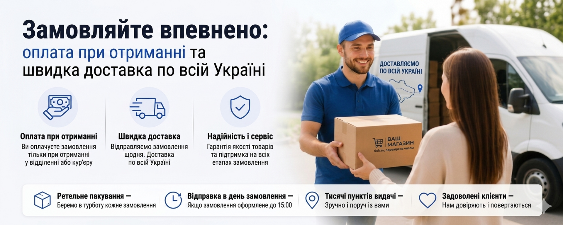 Швидка доставка товарів по всій Україні та оплата при отриманні